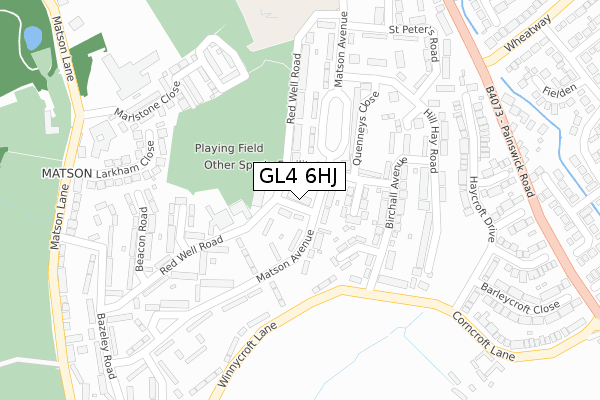 GL4 6HJ map - large scale - OS Open Zoomstack (Ordnance Survey)