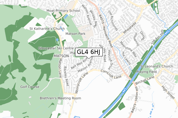 GL4 6HJ map - small scale - OS Open Zoomstack (Ordnance Survey)