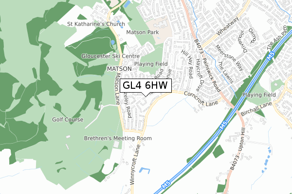 GL4 6HW map - small scale - OS Open Zoomstack (Ordnance Survey)