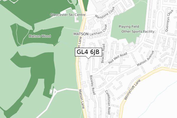 GL4 6JB map - large scale - OS Open Zoomstack (Ordnance Survey)