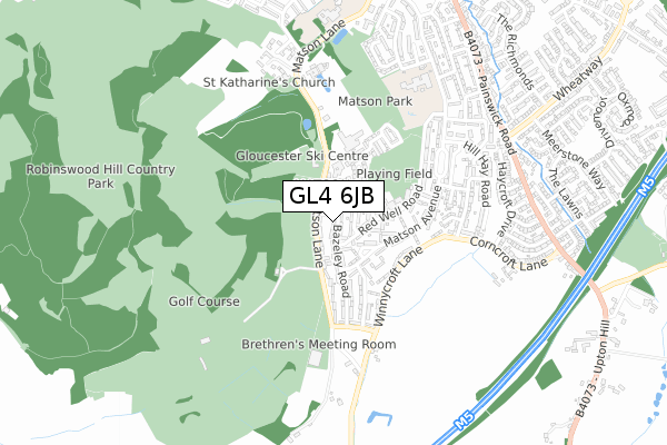 GL4 6JB map - small scale - OS Open Zoomstack (Ordnance Survey)