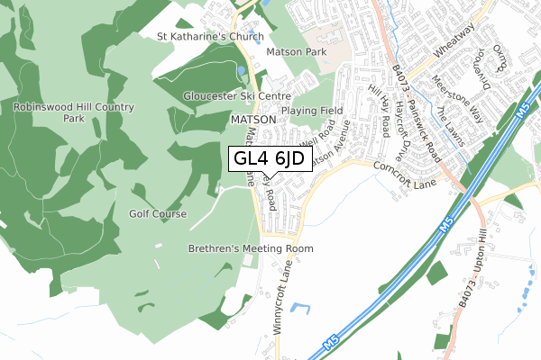 GL4 6JD map - small scale - OS Open Zoomstack (Ordnance Survey)