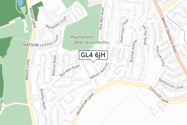 GL4 6JH map - large scale - OS Open Zoomstack (Ordnance Survey)