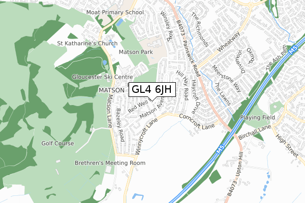 GL4 6JH map - small scale - OS Open Zoomstack (Ordnance Survey)