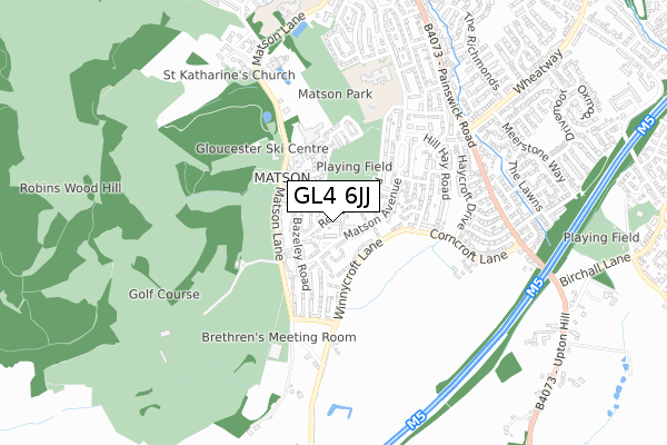 GL4 6JJ map - small scale - OS Open Zoomstack (Ordnance Survey)