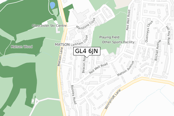 GL4 6JN map - large scale - OS Open Zoomstack (Ordnance Survey)