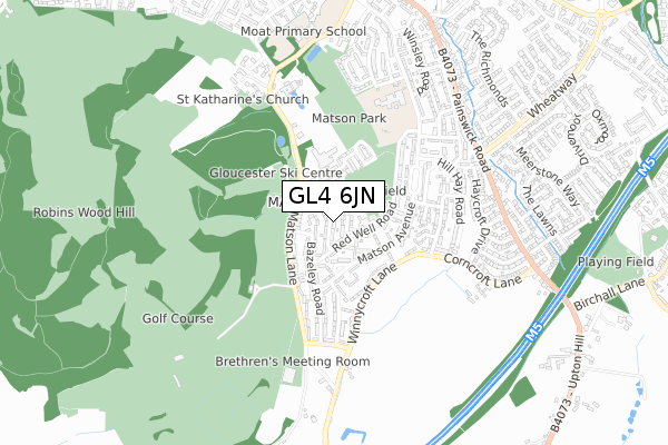 GL4 6JN map - small scale - OS Open Zoomstack (Ordnance Survey)