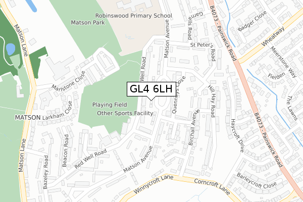 GL4 6LH map - large scale - OS Open Zoomstack (Ordnance Survey)