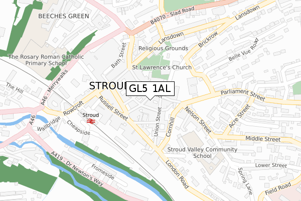 GL5 1AL map - large scale - OS Open Zoomstack (Ordnance Survey)