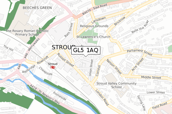 GL5 1AQ map - large scale - OS Open Zoomstack (Ordnance Survey)