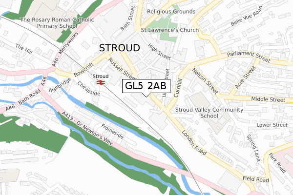 GL5 2AB map - large scale - OS Open Zoomstack (Ordnance Survey)