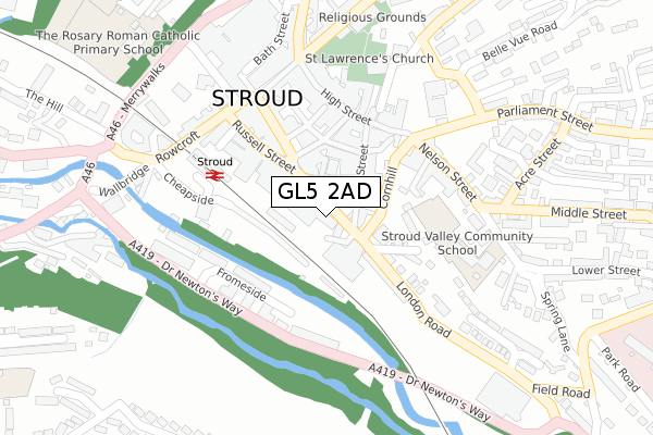 GL5 2AD map - large scale - OS Open Zoomstack (Ordnance Survey)