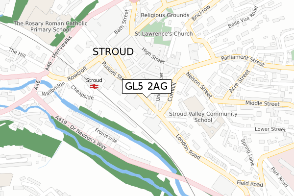 GL5 2AG map - large scale - OS Open Zoomstack (Ordnance Survey)