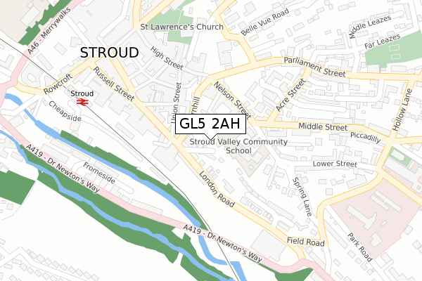 GL5 2AH map - large scale - OS Open Zoomstack (Ordnance Survey)