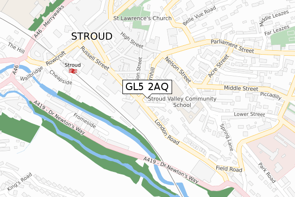GL5 2AQ map - large scale - OS Open Zoomstack (Ordnance Survey)