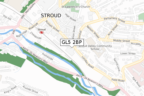 GL5 2BP map - large scale - OS Open Zoomstack (Ordnance Survey)