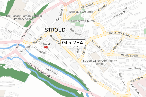 GL5 2HA map - large scale - OS Open Zoomstack (Ordnance Survey)