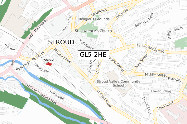 GL5 2HE map - large scale - OS Open Zoomstack (Ordnance Survey)