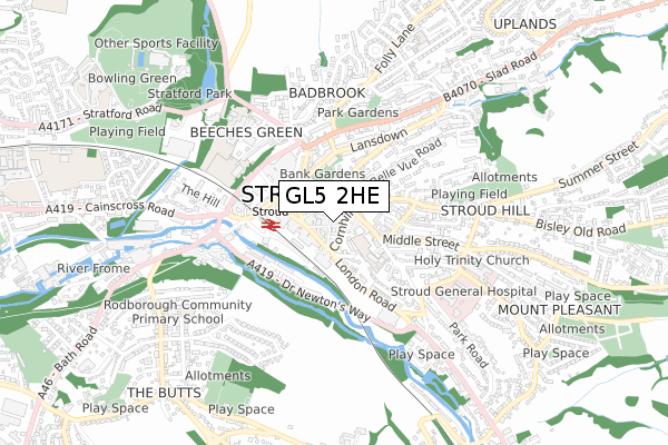 GL5 2HE map - small scale - OS Open Zoomstack (Ordnance Survey)