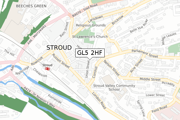 GL5 2HF map - large scale - OS Open Zoomstack (Ordnance Survey)