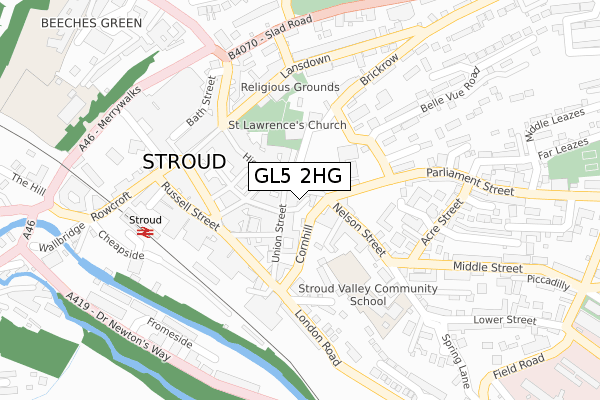 GL5 2HG map - large scale - OS Open Zoomstack (Ordnance Survey)