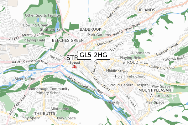 GL5 2HG map - small scale - OS Open Zoomstack (Ordnance Survey)