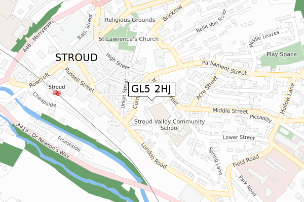 GL5 2HJ map - large scale - OS Open Zoomstack (Ordnance Survey)