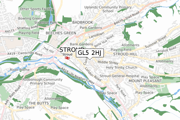 GL5 2HJ map - small scale - OS Open Zoomstack (Ordnance Survey)