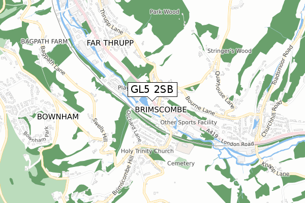 GL5 2SB map - small scale - OS Open Zoomstack (Ordnance Survey)