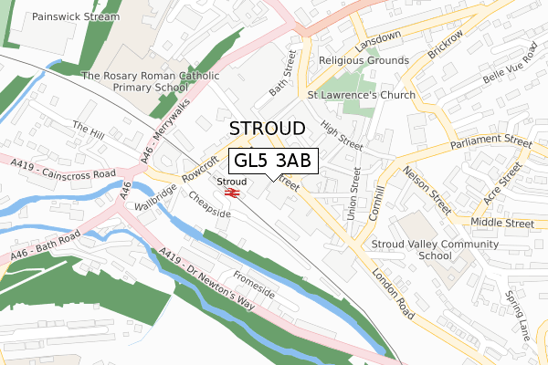 GL5 3AB map - large scale - OS Open Zoomstack (Ordnance Survey)