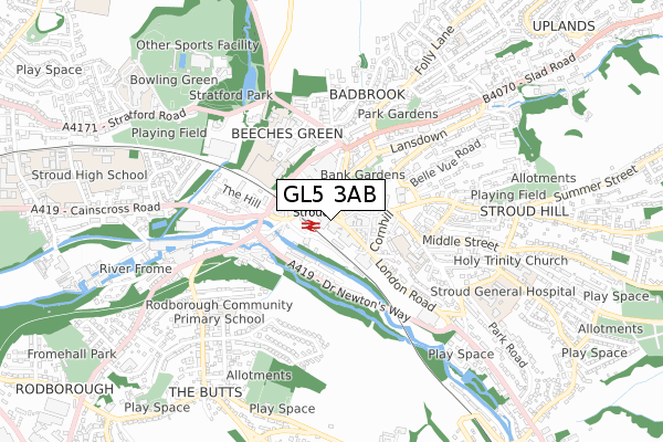 GL5 3AB map - small scale - OS Open Zoomstack (Ordnance Survey)