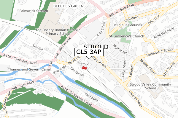 GL5 3AP map - large scale - OS Open Zoomstack (Ordnance Survey)