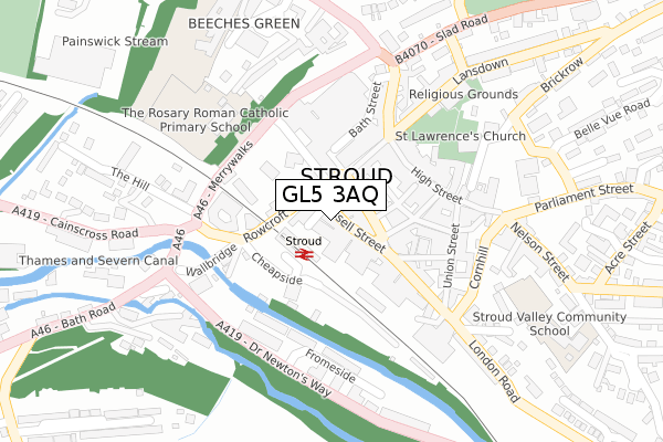 GL5 3AQ map - large scale - OS Open Zoomstack (Ordnance Survey)