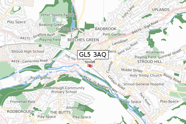 GL5 3AQ map - small scale - OS Open Zoomstack (Ordnance Survey)