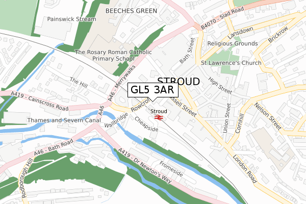 GL5 3AR map - large scale - OS Open Zoomstack (Ordnance Survey)