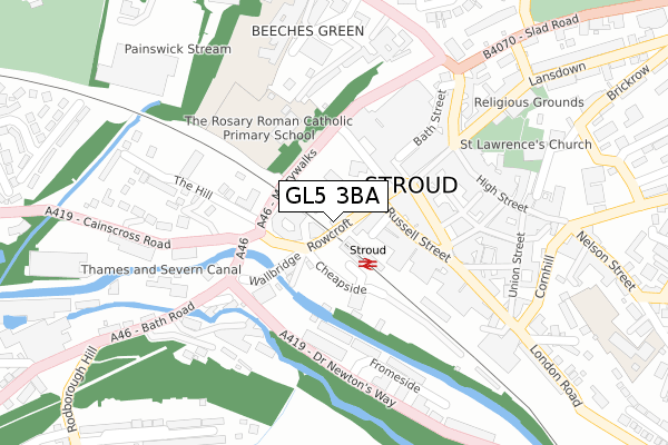 GL5 3BA map - large scale - OS Open Zoomstack (Ordnance Survey)