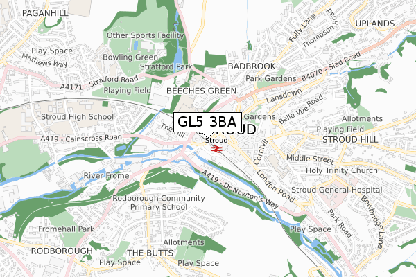 GL5 3BA map - small scale - OS Open Zoomstack (Ordnance Survey)