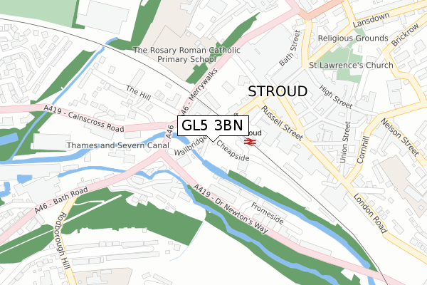 GL5 3BN map - large scale - OS Open Zoomstack (Ordnance Survey)