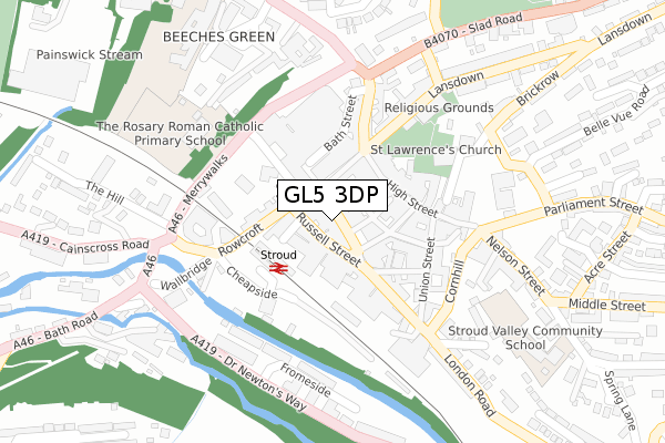 GL5 3DP map - large scale - OS Open Zoomstack (Ordnance Survey)