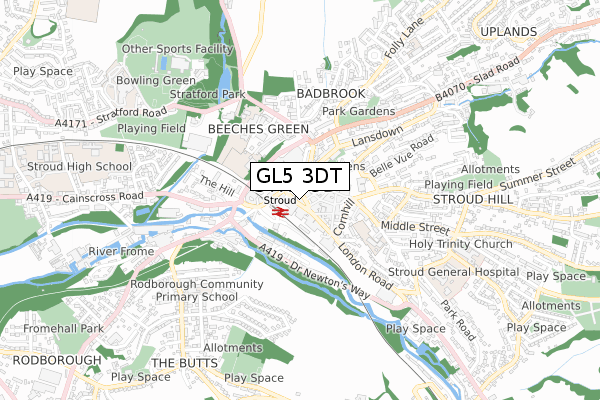 GL5 3DT map - small scale - OS Open Zoomstack (Ordnance Survey)