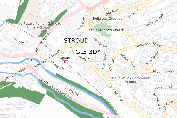 GL5 3DY map - large scale - OS Open Zoomstack (Ordnance Survey)