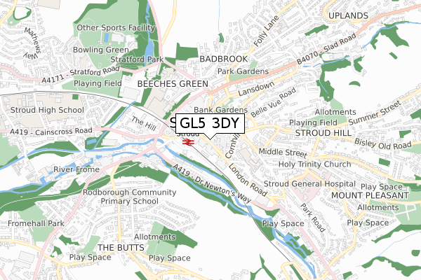 GL5 3DY map - small scale - OS Open Zoomstack (Ordnance Survey)