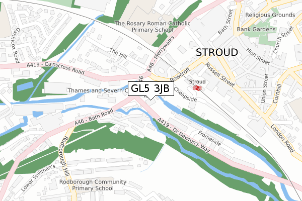 GL5 3JB map - large scale - OS Open Zoomstack (Ordnance Survey)