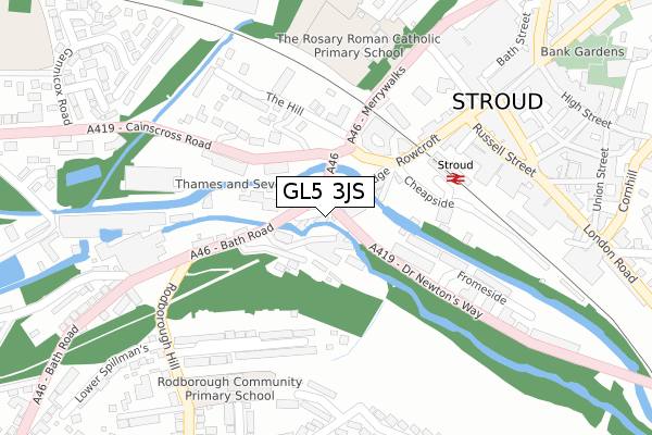 GL5 3JS map - large scale - OS Open Zoomstack (Ordnance Survey)