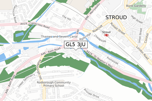 GL5 3JU map - large scale - OS Open Zoomstack (Ordnance Survey)