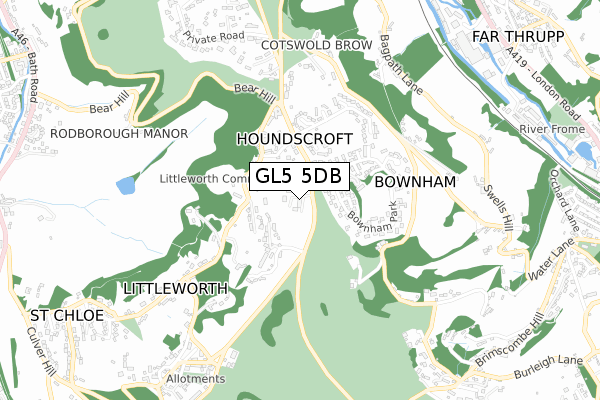 GL5 5DB map - small scale - OS Open Zoomstack (Ordnance Survey)