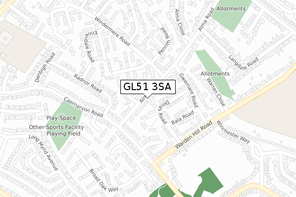 GL51 3SA map - large scale - OS Open Zoomstack (Ordnance Survey)