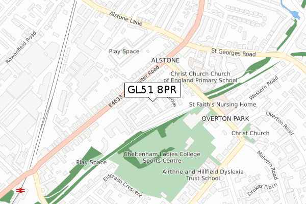 GL51 8PR map - large scale - OS Open Zoomstack (Ordnance Survey)