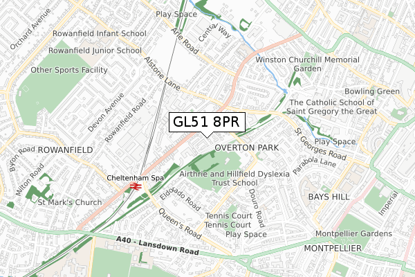 GL51 8PR map - small scale - OS Open Zoomstack (Ordnance Survey)