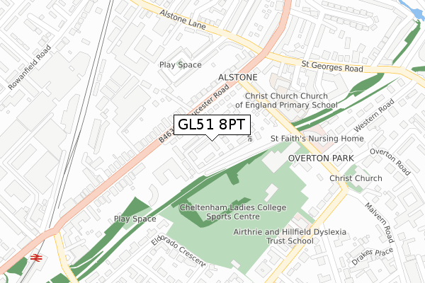 GL51 8PT map - large scale - OS Open Zoomstack (Ordnance Survey)